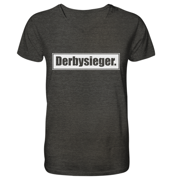 N.O.S.W. BLOCK Fanblock Shirt "Derbysieger." Männer Organic V-Neck T-Shirt dark heather grau