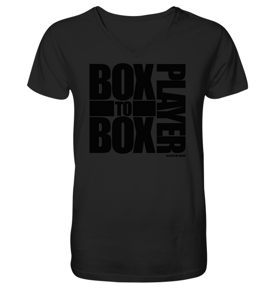 N.O.S.W. BLOCK Fanblock Shirt "BOX TO BOX PLAYER" Männer Organic V-Neck T-Shirt schwarz