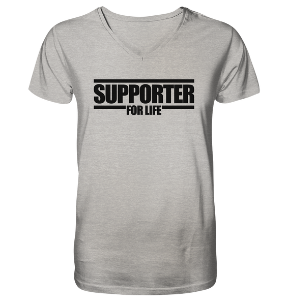 N.O.S.W. BLOCK Fanblock Shirt "SUPPORTER FOR LIFE" Männer Organic V-Neck T-Shirt heather grau