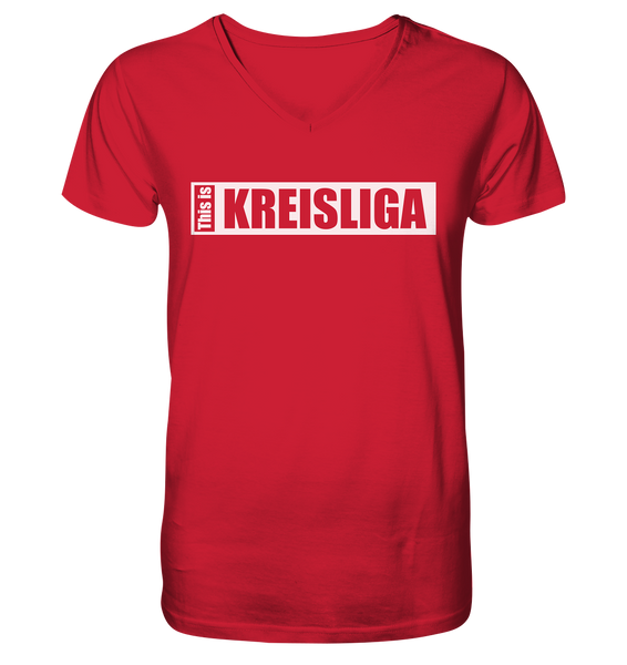 N.O.S.W. BLOCK Teamsport Shirt "THIS IS KREISLIGA" Männer Organic V-Neck T-Shirt rot