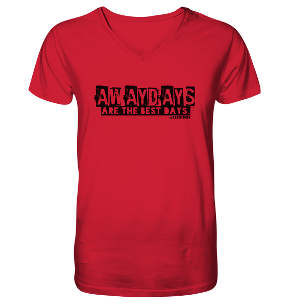 N.O.S.W. BLOCK Fanblock Shirt "AWAYDAYS ARE THE BEST DAYS." Männer Organic V-Neck T-Shirt rot