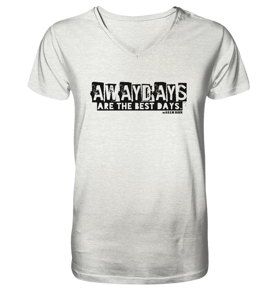 N.O.S.W. BLOCK Fanblock Shirt "AWAYDAYS ARE THE BEST DAYS." Männer Organic V-Neck T-Shirt creme heather grau