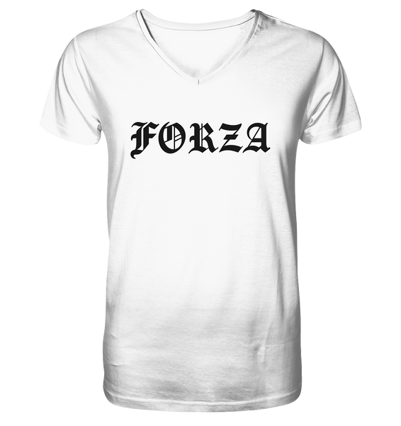 N.O.S.W. BLOCK Fanblock Shirt "FORZA" Männer Organic V-Neck T-Shirt weiss