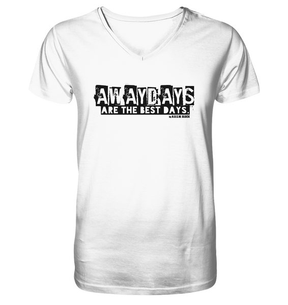 N.O.S.W. BLOCK Fanblock Shirt "AWAYDAYS ARE THE BEST DAYS." Männer Organic V-Neck T-Shirt weiss