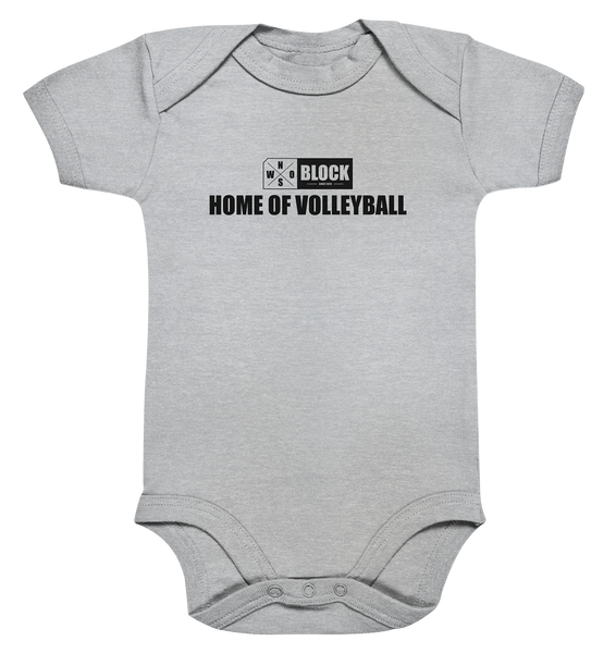 N.O.S.W. BLOCK Fanblock Body "HOME OF VOLLEYBALL" Organic Baby Bodysuite heather grau