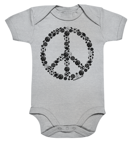 N.O.S.W. BLOCK Body "SPORTS FOR PEACE" Organic Baby Bodysuite heather grau