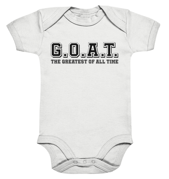 N.O.S.W. BLOCK Teamsport Body "G.O.A.T." Organic Baby Bodysuite weiss