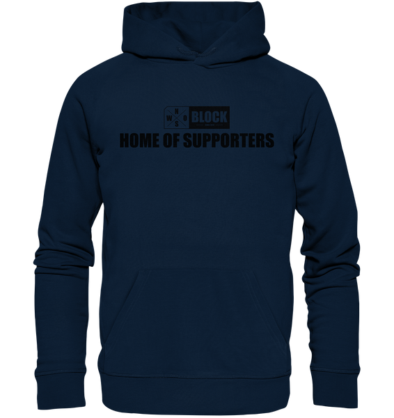 N.O.S.W. BLOCK Hoodie "HOME OF SUPPORTERS" Männer Organic Basic Kapuzenpullover navy