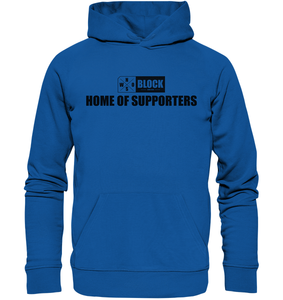 N.O.S.W. BLOCK Hoodie "HOME OF SUPPORTERS" Männer Organic Basic Kapuzenpullover blau