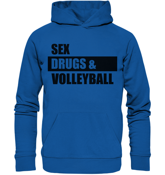 N.O.S.W. BLOCK Fanblock Hoodie "SEX, DRUGS & VOLLEYBALL" Männer Organic Basic Kapuzenpullover blau