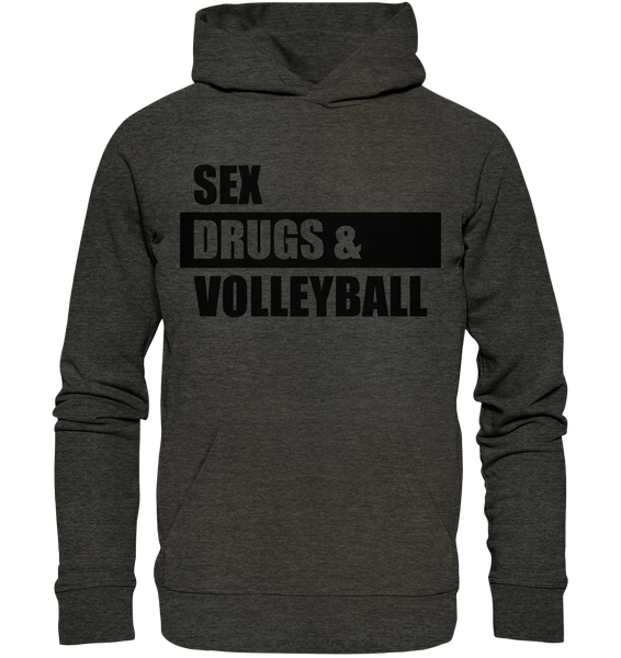 N.O.S.W. BLOCK Fanblock Hoodie "SEX, DRUGS & VOLLEYBALL" Männer Organic Basic Kapuzenpullover dark heather grau