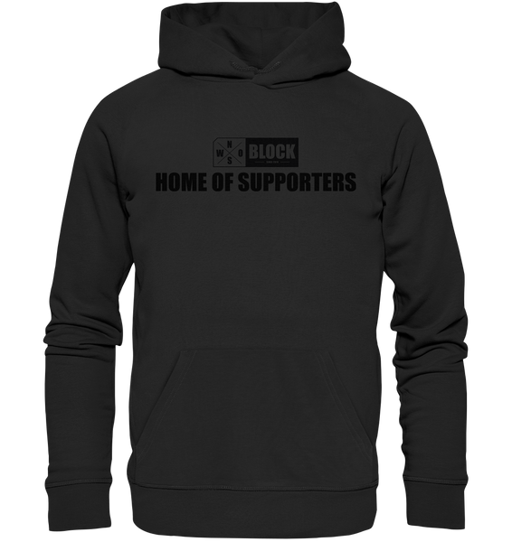 N.O.S.W. BLOCK Hoodie "HOME OF SUPPORTERS" Männer Organic Basic Kapuzenpullover schwarz