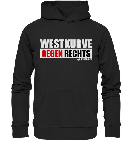 N.O.S.W. BLOCK Gegen Rechts Hoodie "WESTKURVE GEGEN RECHTS" Männer Organic Basic Kapuzenpullover schwarz