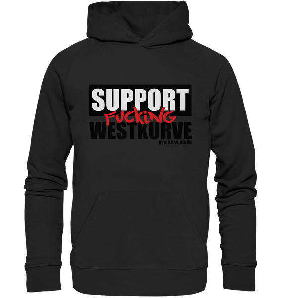 N.O.S.W. BLOCK Fanblock Hoodie "SUPPORT FUCKING WESTKURVE" Männer Organic Basic Kapuzenpullover schwarz