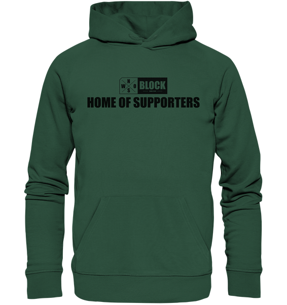 N.O.S.W. BLOCK Hoodie "HOME OF SUPPORTERS" Männer Organic Basic Kapuzenpullover grün