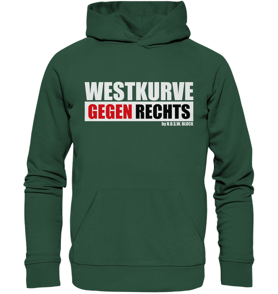 N.O.S.W. BLOCK Gegen Rechts Hoodie "WESTKURVE GEGEN RECHTS" Männer Organic Basic Kapuzenpullover grün