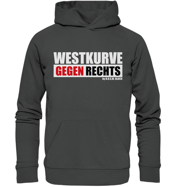 N.O.S.W. BLOCK Gegen Rechts Hoodie "WESTKURVE GEGEN RECHTS" Männer Organic Basic Kapuzenpullover anthrazit