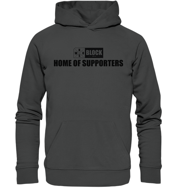 N.O.S.W. BLOCK Hoodie "HOME OF SUPPORTERS" Männer Organic Basic Kapuzenpullover anthrazit