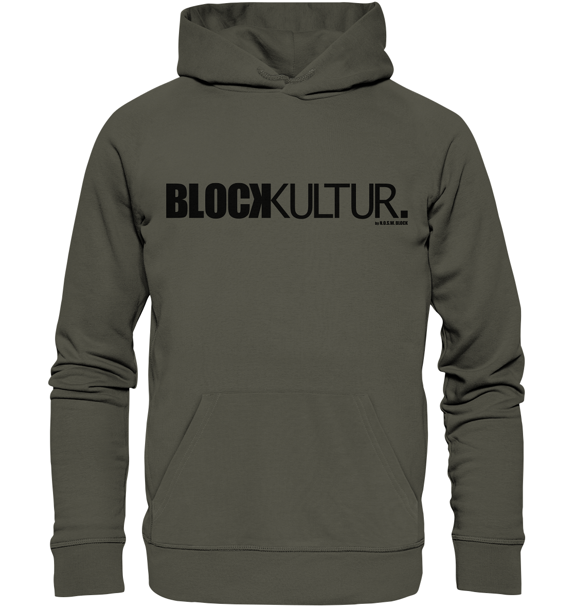 N.O.S.W. BLOCK Fanblock Hoodie "BLOCK KULTUR." Männer Basic Organic Kapuzenpullover khaki