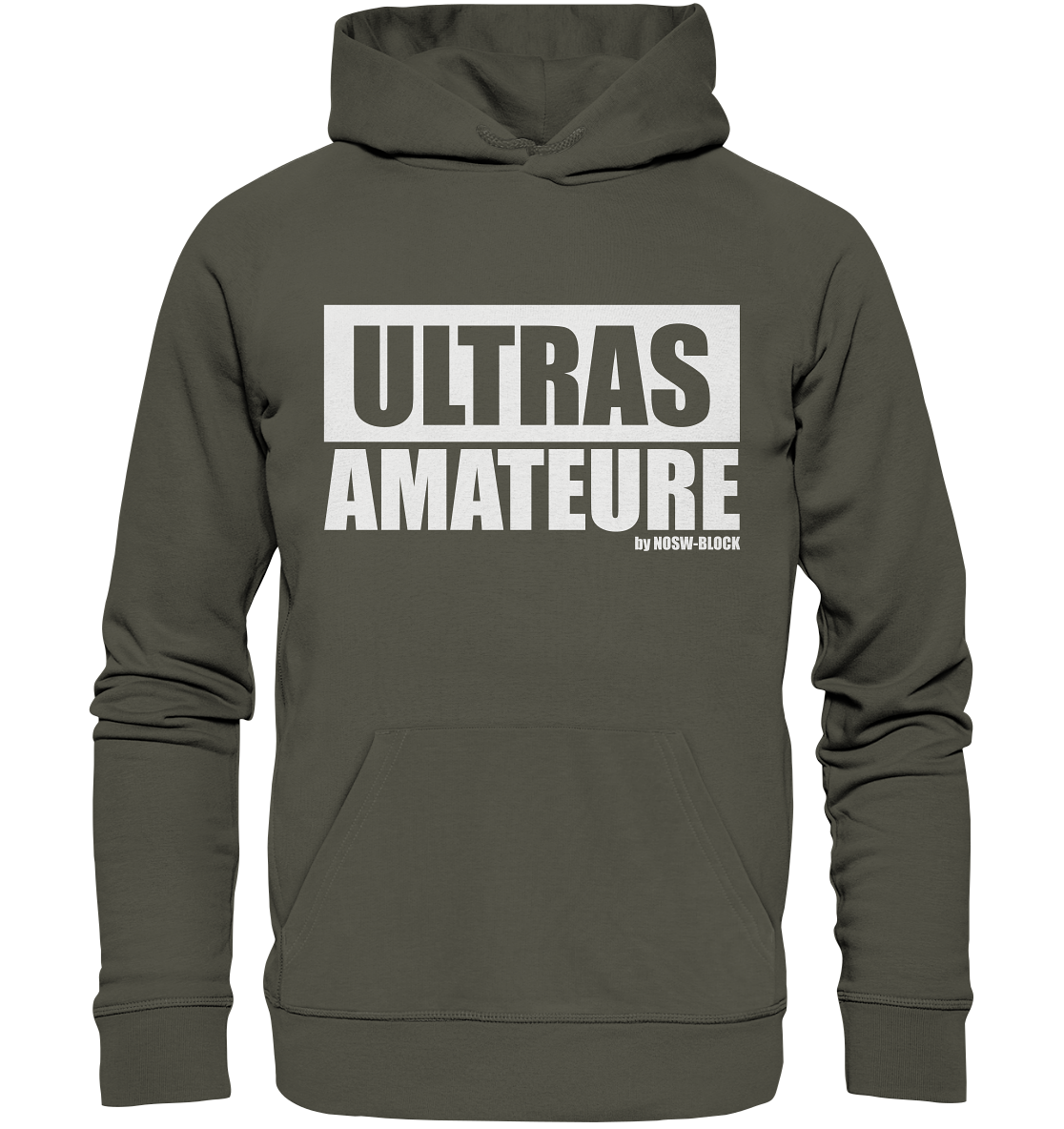 N.O.S.W. BLOCK Ultras Hoodie "ULTRAS AMATEURE" Männer Organic Basic Kapuzenpullover khaki