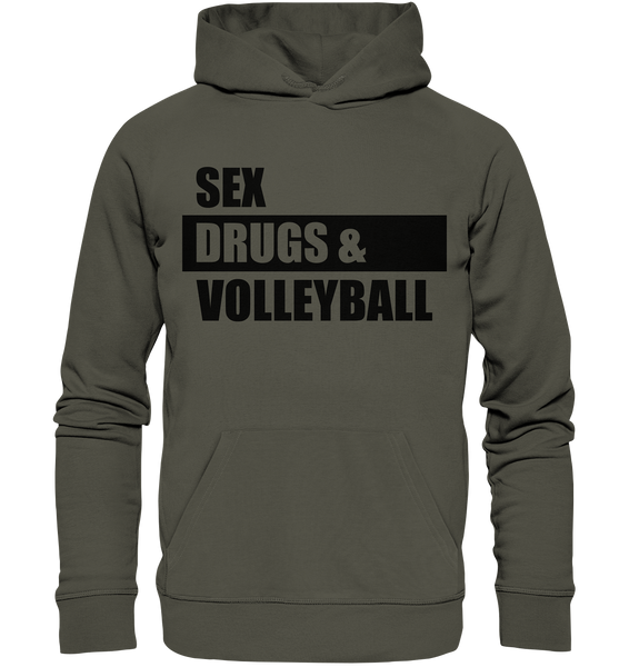 N.O.S.W. BLOCK Fanblock Hoodie "SEX, DRUGS & VOLLEYBALL" Männer Organic Basic Kapuzenpullover khaki