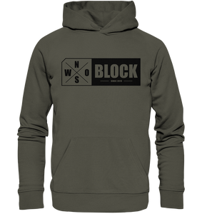 N.O.S.W. BLOCK Logo Hoodie Männer Organic Basic Kapuzenpullover khaki