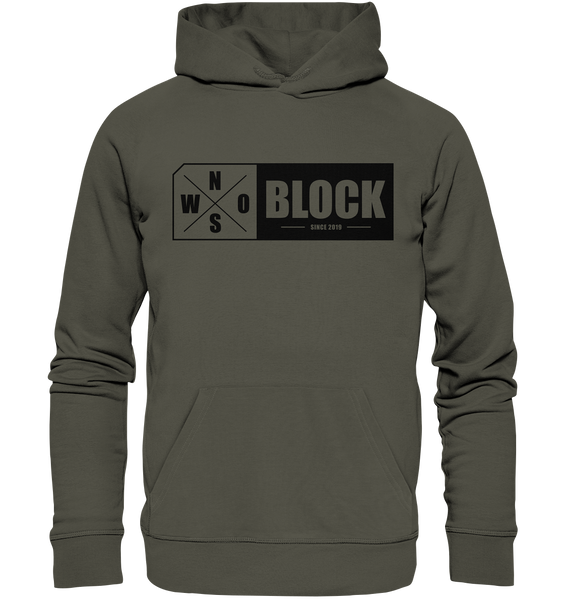 N.O.S.W. BLOCK Logo Hoodie Männer Organic Basic Kapuzenpullover khaki