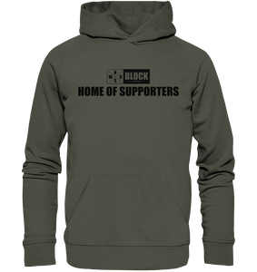 N.O.S.W. BLOCK Hoodie "HOME OF SUPPORTERS" Männer Organic Basic Kapuzenpullover khaki