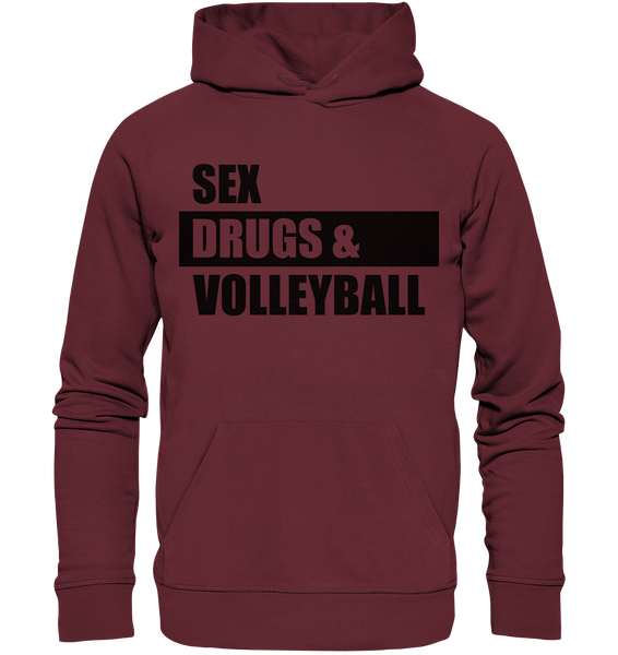 N.O.S.W. BLOCK Fanblock Hoodie "SEX, DRUGS & VOLLEYBALL" Männer Organic Basic Kapuzenpullover weinrot