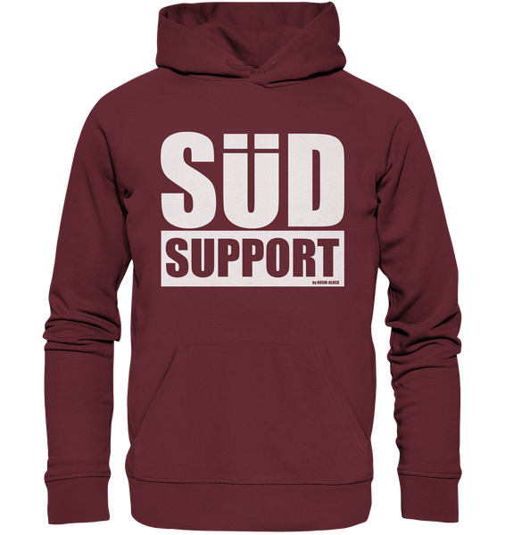 N.O.S.W. BLOCK Fanblock Hoodie "SÜD SUPPORT" Männer Organic Basic Kapuzenpullover weinrot