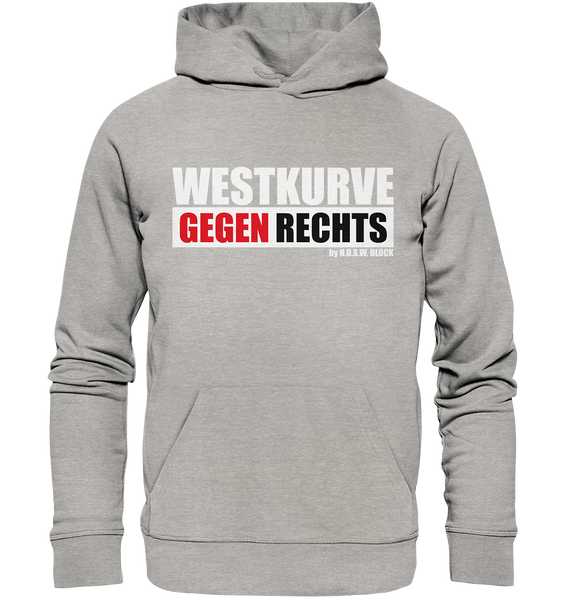 N.O.S.W. BLOCK Gegen Rechts Hoodie "WESTKURVE GEGEN RECHTS" Männer Organic Basic Kapuzenpullover heather grau