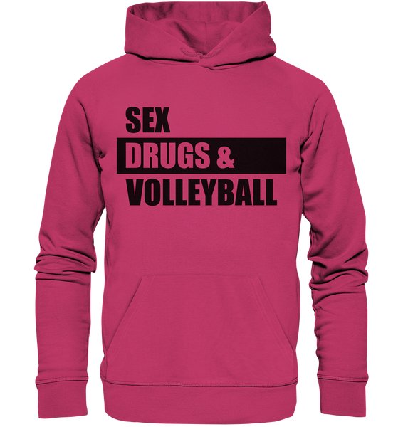 N.O.S.W. BLOCK Fanblock Hoodie "SEX, DRUGS & VOLLEYBALL" Männer Organic Basic Kapuzenpullover himbeere