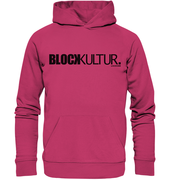 N.O.S.W. BLOCK Fanblock Hoodie "BLOCK KULTUR." Männer Basic Organic Kapuzenpullover himbeere