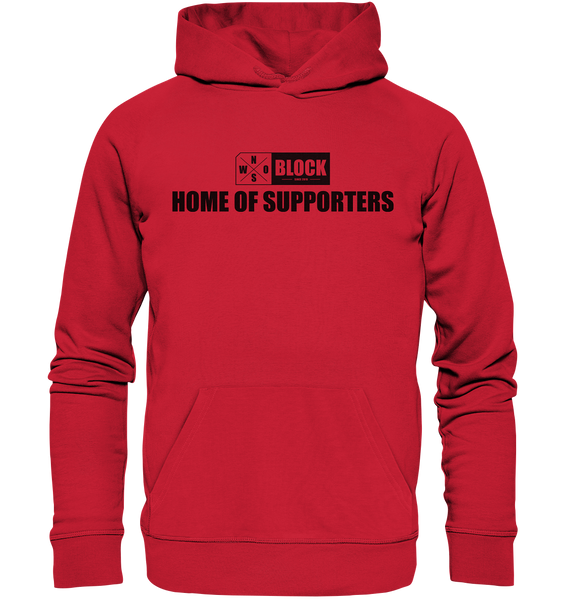 N.O.S.W. BLOCK Hoodie "HOME OF SUPPORTERS" Männer Organic Basic Kapuzenpullover rot