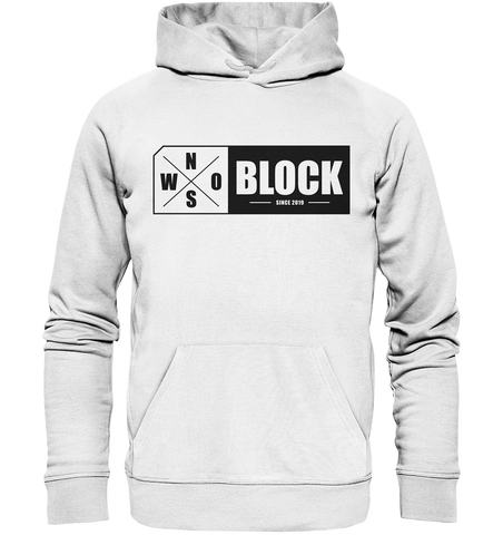 N.O.S.W. BLOCK Logo Hoodie Männer Organic Basic Kapuzenpullover weiss