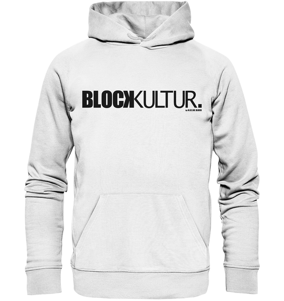 N.O.S.W. BLOCK Fanblock Hoodie "BLOCK KULTUR." Männer Basic Organic Kapuzenpullover weiss