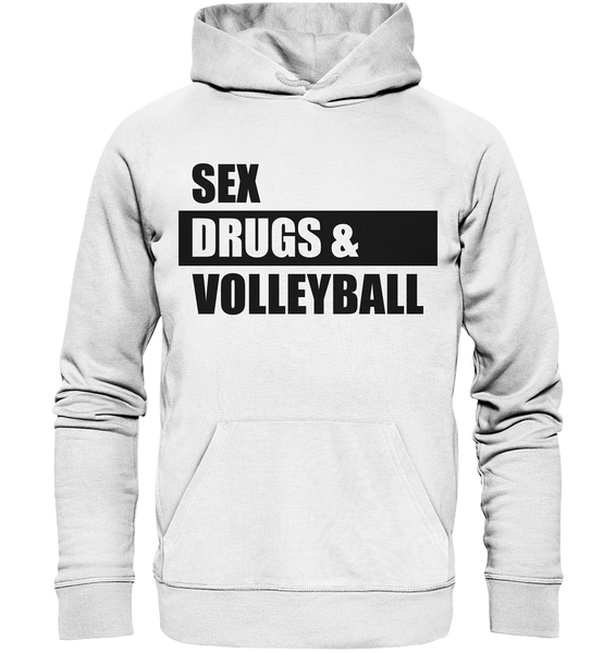 N.O.S.W. BLOCK Fanblock Hoodie "SEX, DRUGS & VOLLEYBALL" Männer Organic Basic Kapuzenpullover weiss