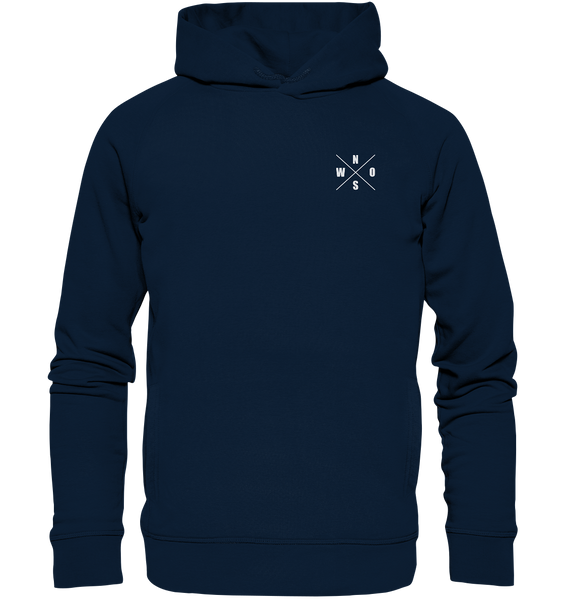 N.O.S.W. BLOCK Hoodie "N.O.S.W. ICON" @ Front & Back Männer Organic Fashion Kapuzenpullover navy