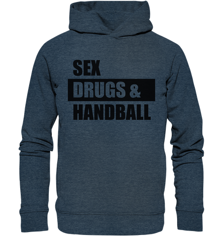 N.O.S.W. BLOCK Fanblock Hoodie "SEX, DRUGS & HANDBALL" Männer Organic Fashion Hoodie dark heather blue