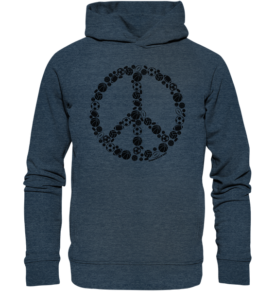 N.O.S.W. BLOCK Hoodie "SPORTS FOR PEACE" Männer Organic Kapuzenpullover dark heather blau