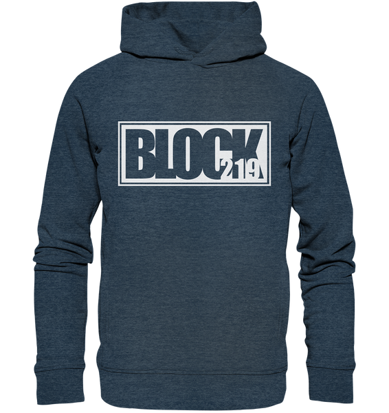 N.O.S.W. BLOCK Hoodie "BLOCK219" Männer Organic Fashion Kapuzenpullover dark heather blau