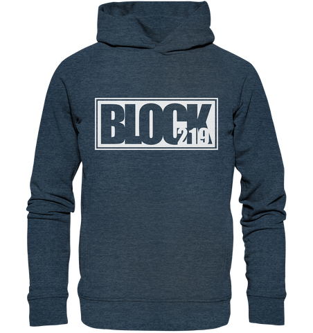 N.O.S.W. BLOCK Hoodie "BLOCK219" Männer Organic Fashion Kapuzenpullover dark heather blau