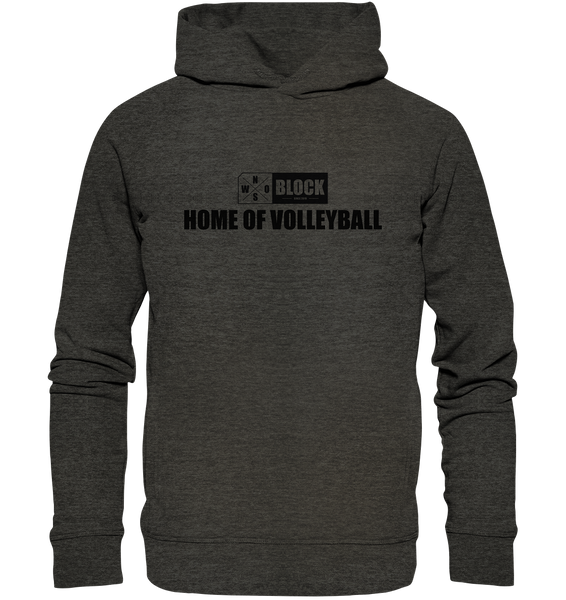 N.O.S.W. BLOCK Hoodie "HOME OF VOLLEYBALL" UNISEX Organic Fashion Kapuzenpullover dark heather grau