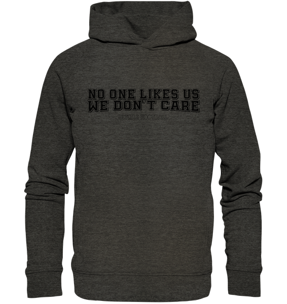 BLOCK.FC Fanblock Hoodie "NO ONE LIKES US WE DON´T CARE" Männer Organic Fashion Kapuzenpullover dark heather grau