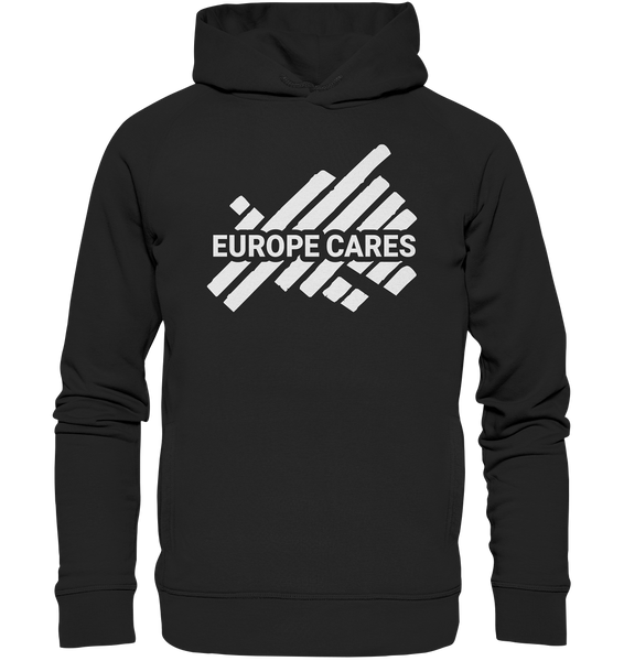 Europe Cares Hoodie UNISEX Organic Kapuzenpullover schwarz 