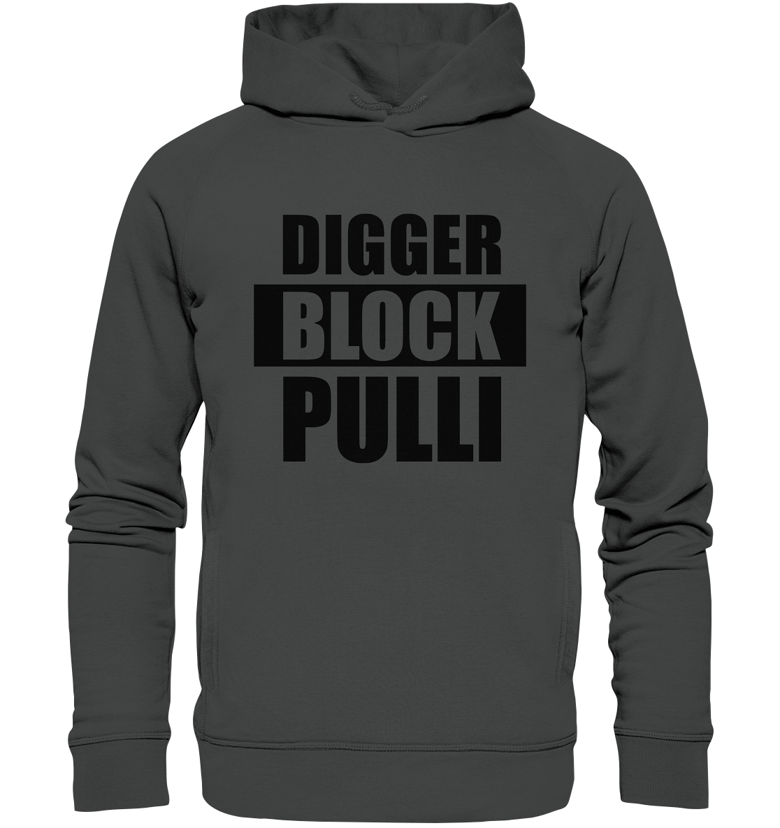 N.O.S.W. BLOCk Fanblock Hoodie "DIGGER BLOCK PULLI" Männer Organic Fashion Kapuzenpullover anthrazit