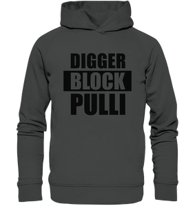 N.O.S.W. BLOCk Fanblock Hoodie "DIGGER BLOCK PULLI" Männer Organic Fashion Kapuzenpullover anthrazit