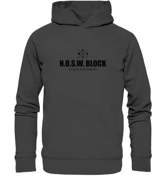 N.O.S.W. BLOCK Hoodie "CREW NULL40" Männer Organic Fashion Kapuzenpullover anthrazit