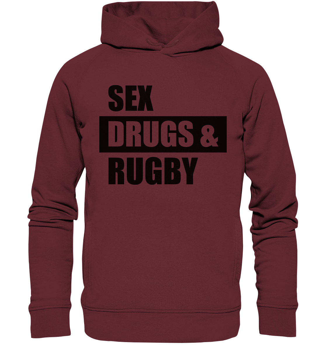 N.O.S.W. BLOCK Fanblock Hoodie "SEX, DRUGS & RUGBY" Männer Organic Fashion Hoodie weinrot