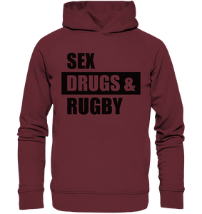 N.O.S.W. BLOCK Fanblock Hoodie "SEX, DRUGS & RUGBY" Männer Organic Fashion Hoodie weinrot